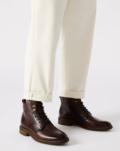 NOBY Brown Leather Men's Lace-Up Ankle Boot | Steve Madden