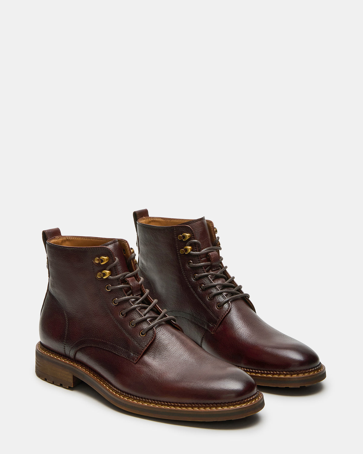NOBY Brown Leather Men's Lace-Up Ankle Boot | Steve Madden