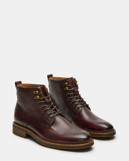 NOBY Brown Leather Men's Lace-Up Ankle Boot | Steve Madden