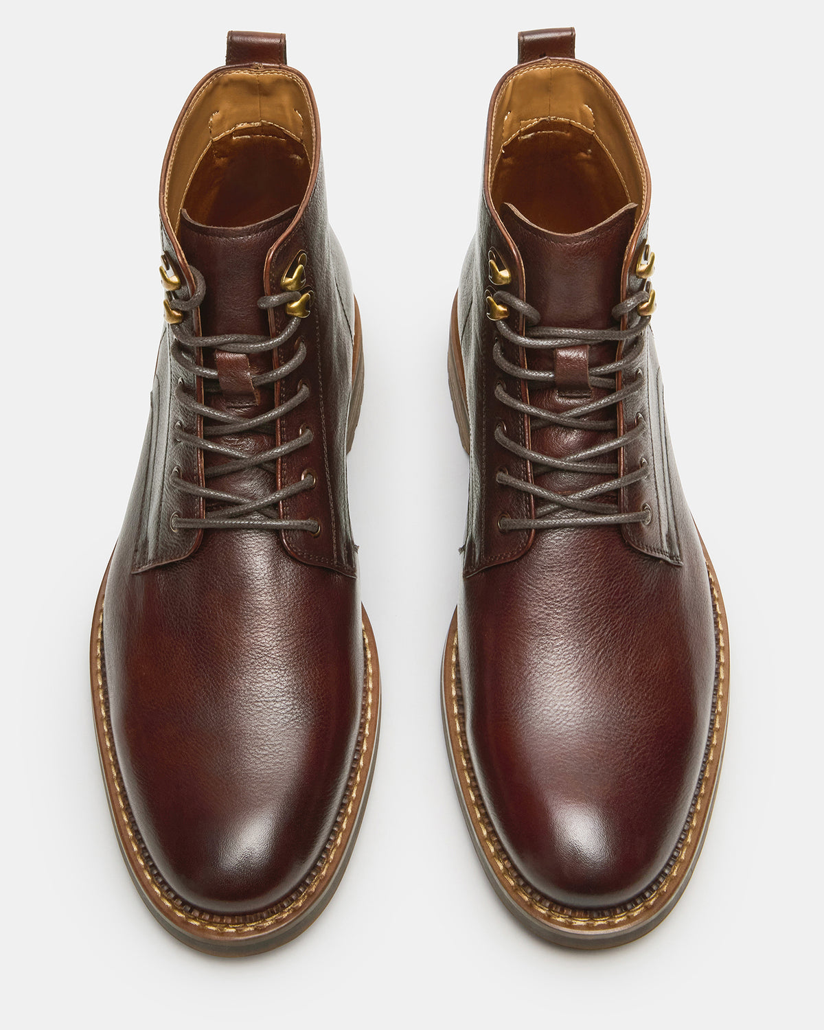 NOBY Brown Leather Men's Lace-Up Ankle Boot | Steve Madden