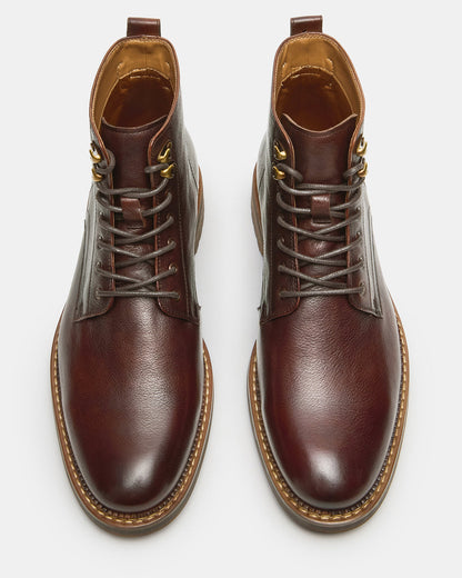 NOBY Brown Leather Men's Lace-Up Ankle Boot | Steve Madden