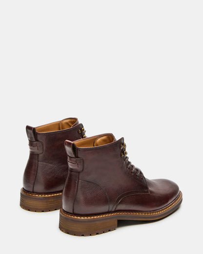 NOBY Brown Leather Men's Lace-Up Ankle Boot | Steve Madden
