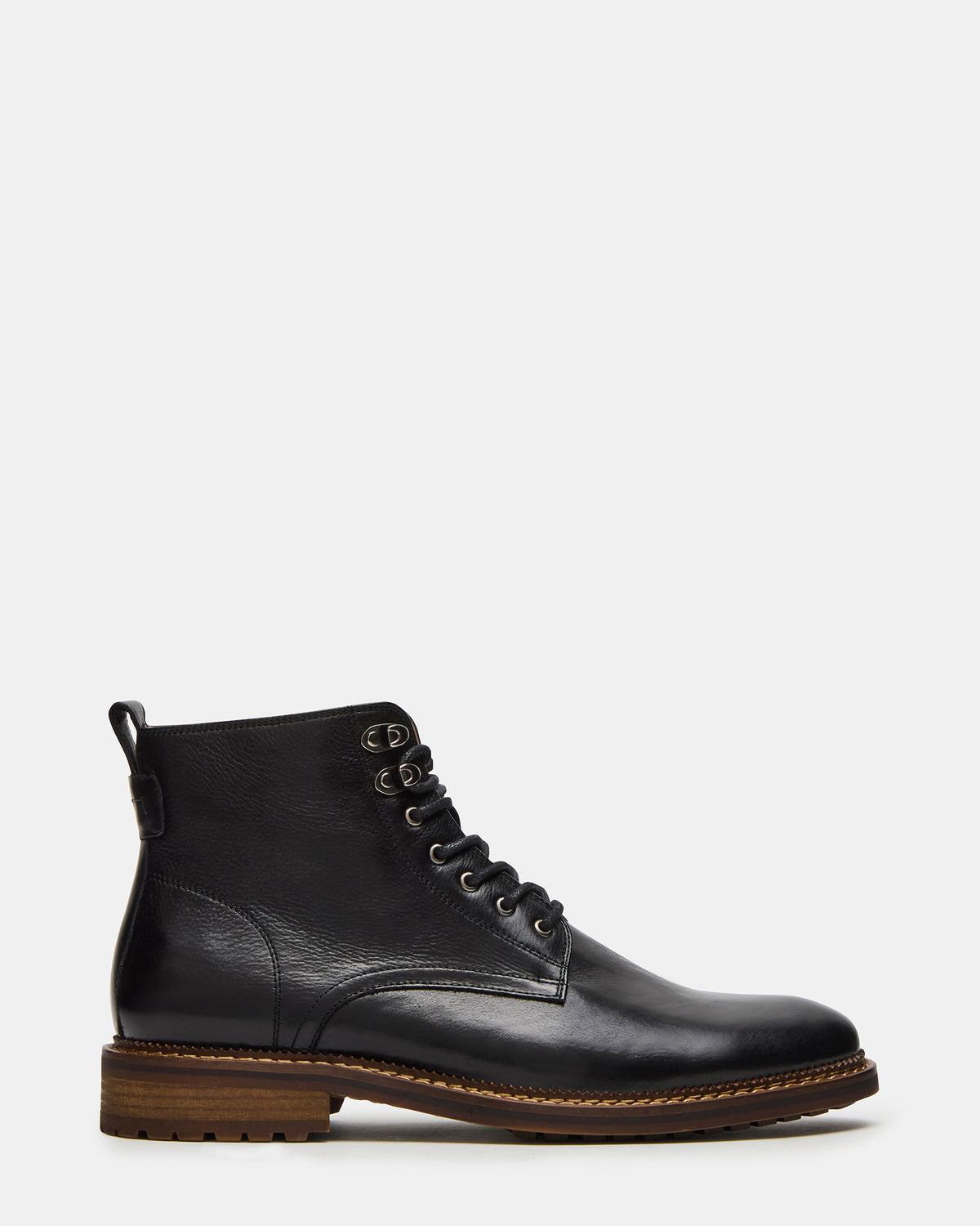 NOBY Black Leather Men's Lace-Up Ankle Boot | Steve Madden