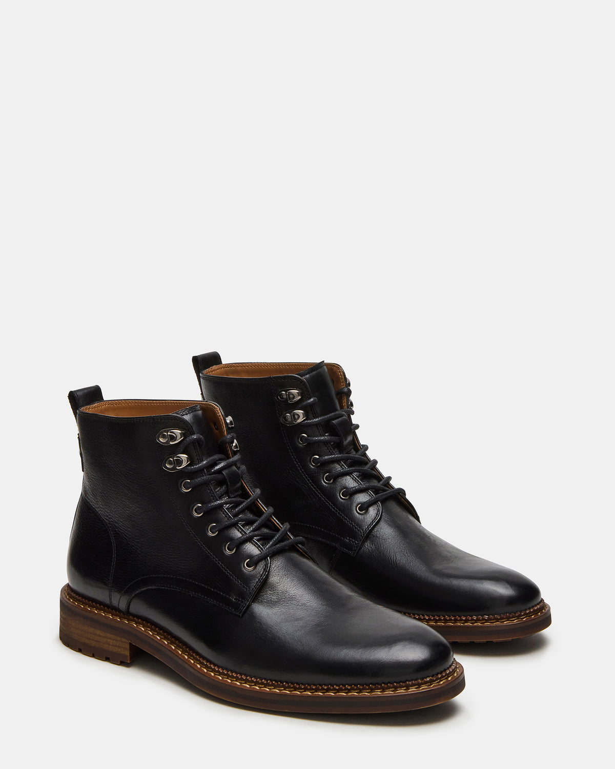 NOBY Black Leather Men's Lace-Up Ankle Boot | Steve Madden