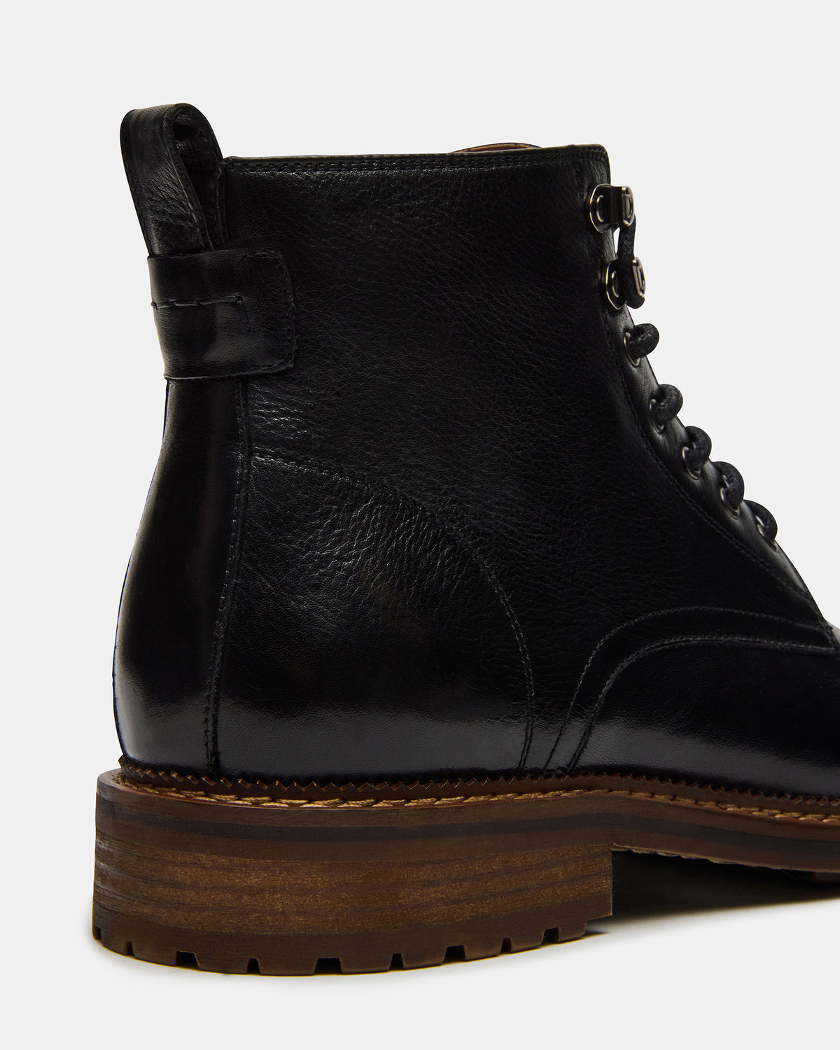 NOBY Black Leather Men's Lace-Up Ankle Boot | Steve Madden