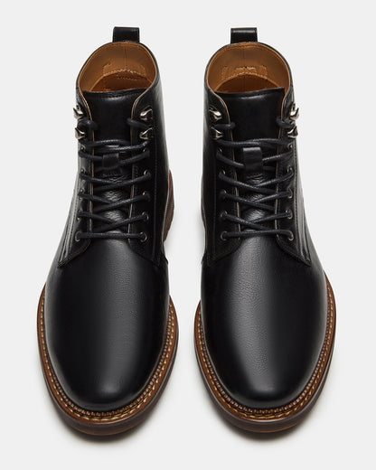NOBY Black Leather Men's Lace-Up Ankle Boot | Steve Madden