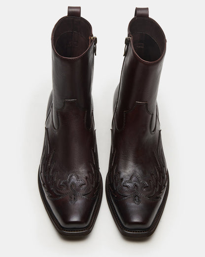 SANTANA Dark Brown Western Men's Ankle Boot | Steve Madden