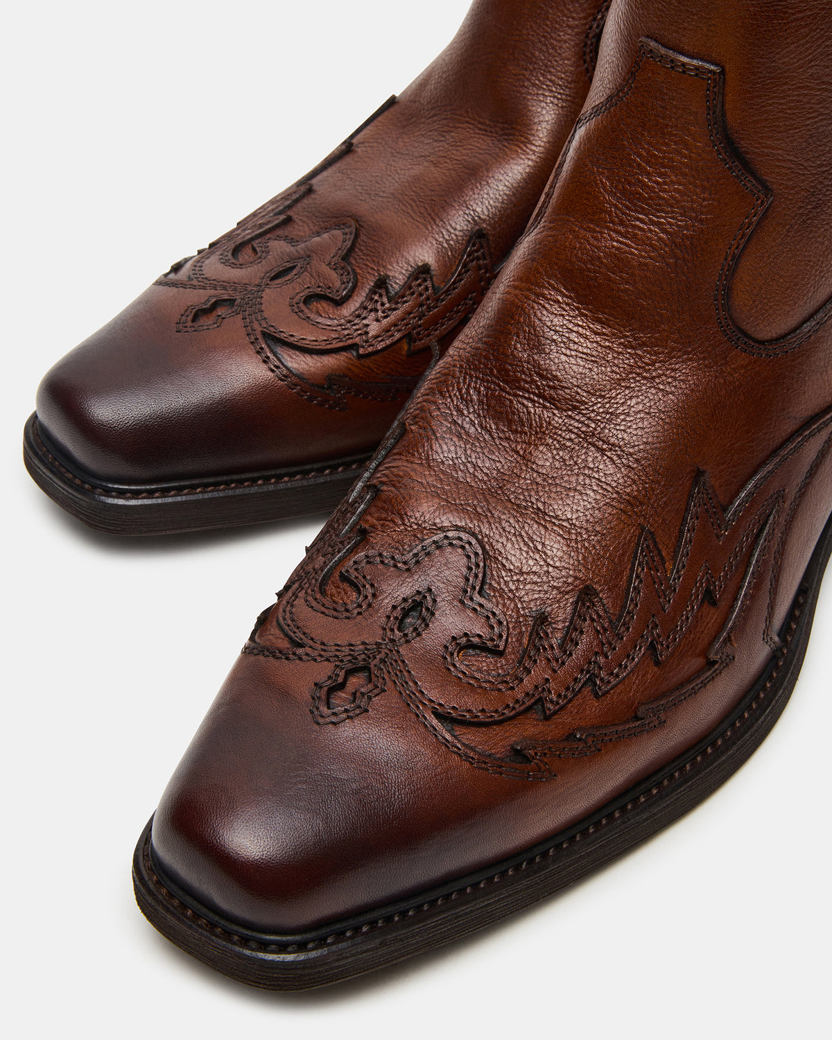 SANTANA Brown Leather Western Men's Ankle Boot | Steve Madden