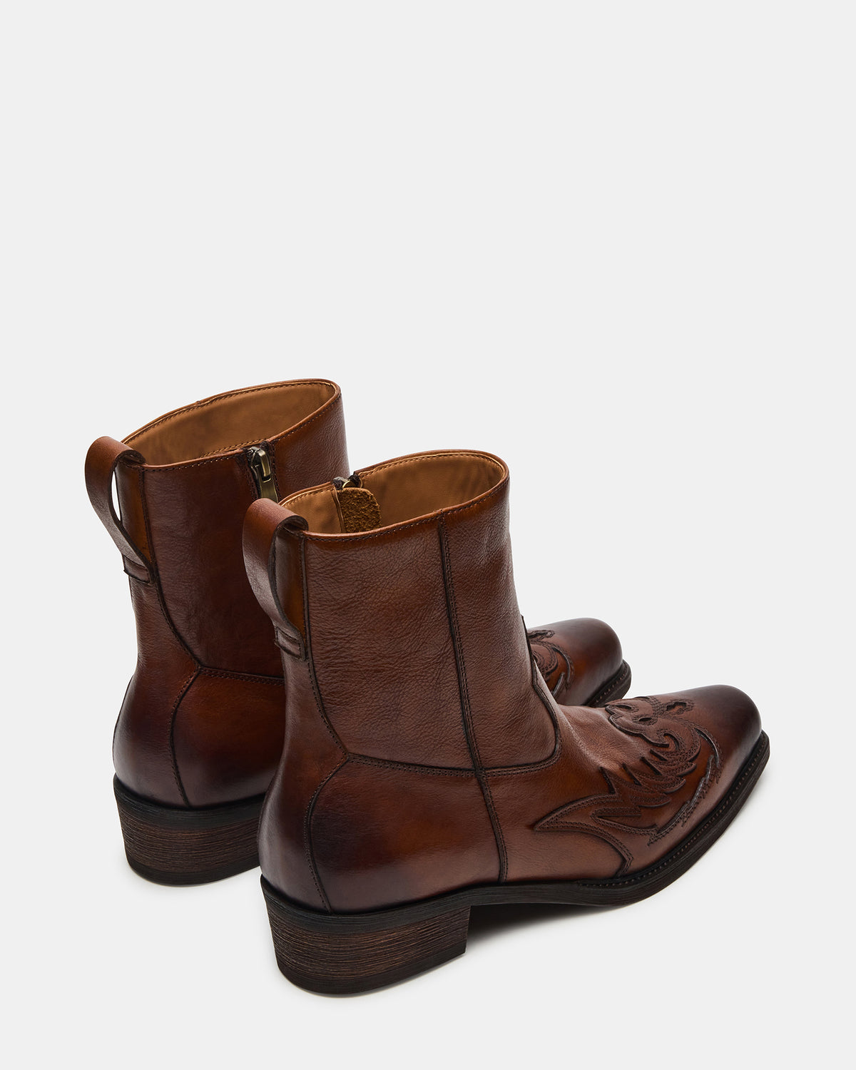 SANTANA Brown Leather Western Men's Ankle Boot | Steve Madden