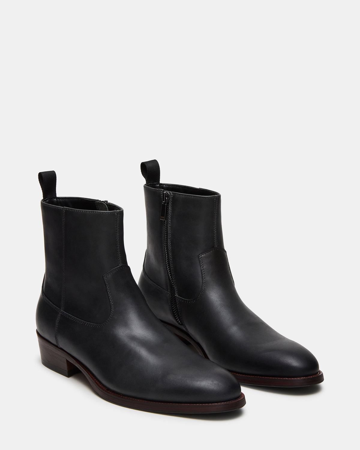 HENDRIK Black Leather Men's Ankle Boot | Steve Madden