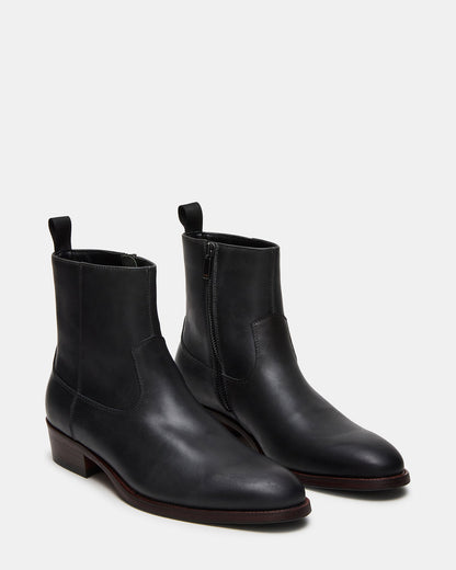HENDRIK Black Leather Men's Ankle Boot | Steve Madden