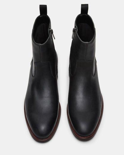 HENDRIK Black Leather Men's Ankle Boot | Steve Madden