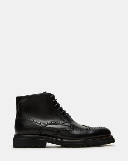 KODA Black Leather Lace-Up Men's Ankle Boot | Steve Madden