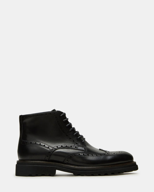 KODA Black Leather Lace-Up Men's Ankle Boot | Steve Madden