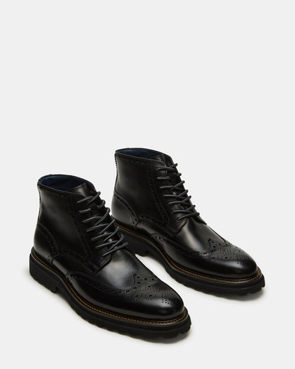 KODA Black Leather Lace-Up Men's Ankle Boot | Steve Madden