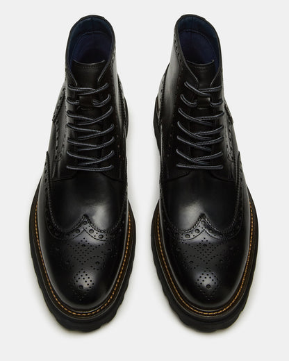 KODA Black Leather Lace-Up Men's Ankle Boot | Steve Madden
