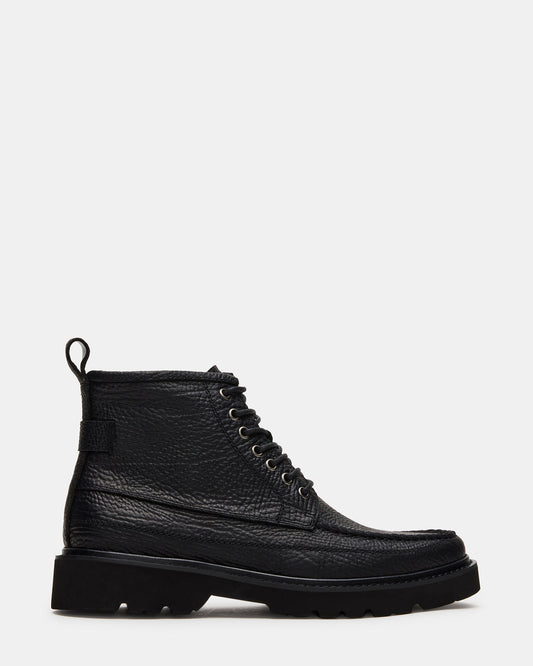 DAEL Black Leather Lace-Up Men's Ankle Boot | Steve Madden