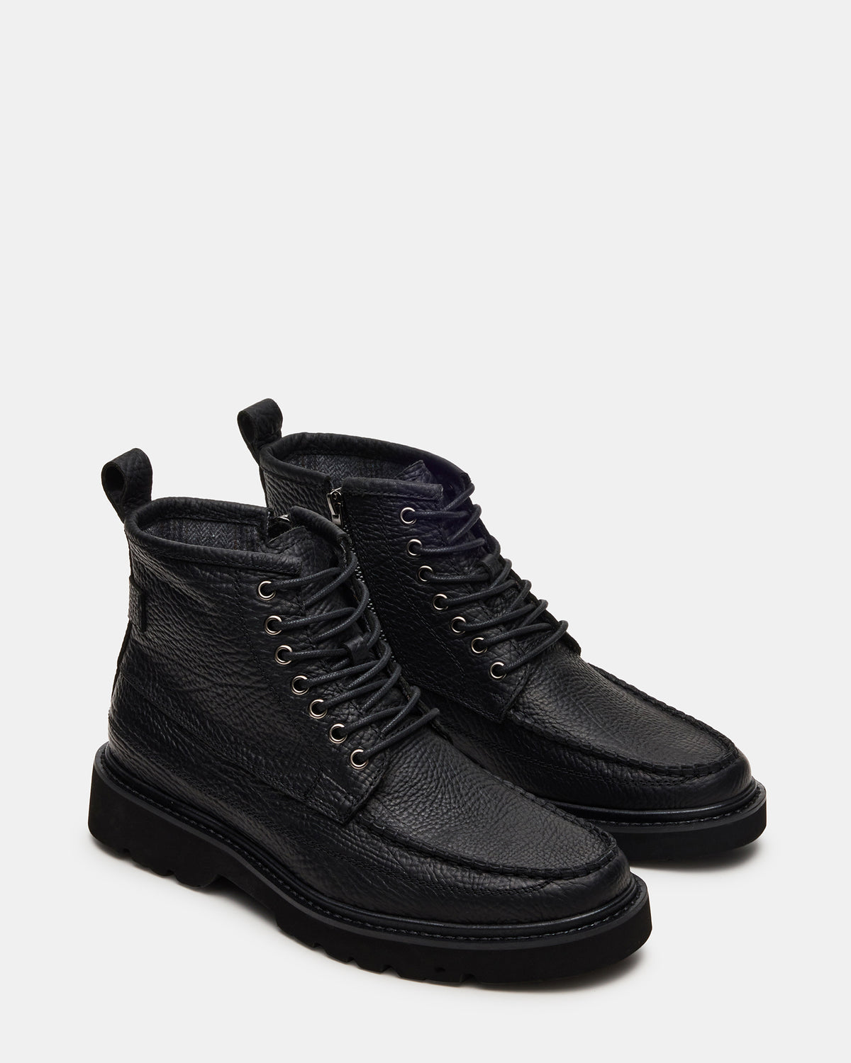 DAEL Black Leather Lace-Up Men's Ankle Boot | Steve Madden