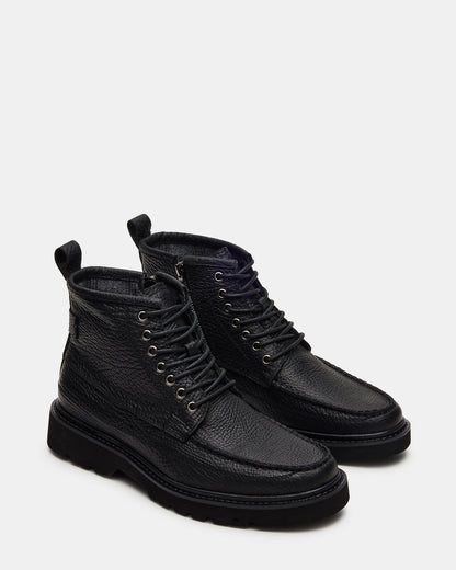 DAEL Black Leather Lace-Up Men's Ankle Boot | Steve Madden
