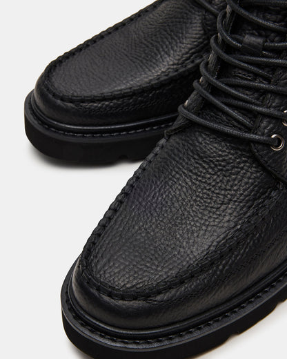 DAEL Black Leather Lace-Up Men's Ankle Boot | Steve Madden