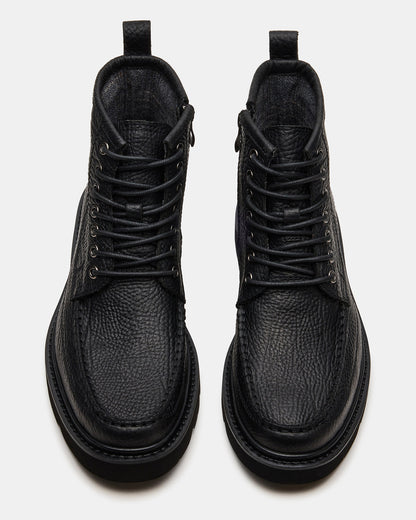 DAEL Black Leather Lace-Up Men's Ankle Boot | Steve Madden