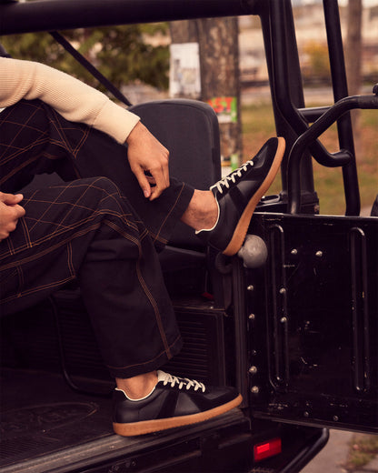 DIXON Black Leather Low-Top Panel Men's Sneaker | Steve Madden