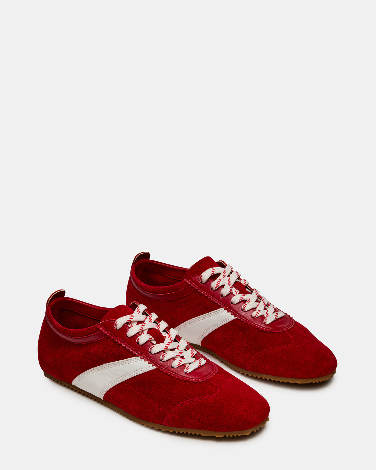 JUNA Red Low-Top Lace-Up Stripe Men's Sneaker | Steve Madden