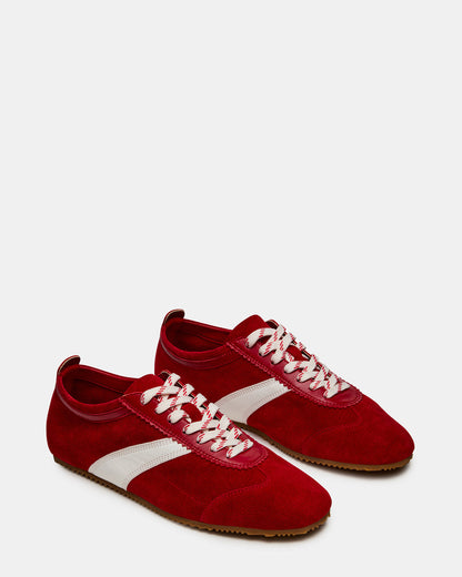JUNA Red Low-Top Lace-Up Stripe Men's Sneaker | Steve Madden