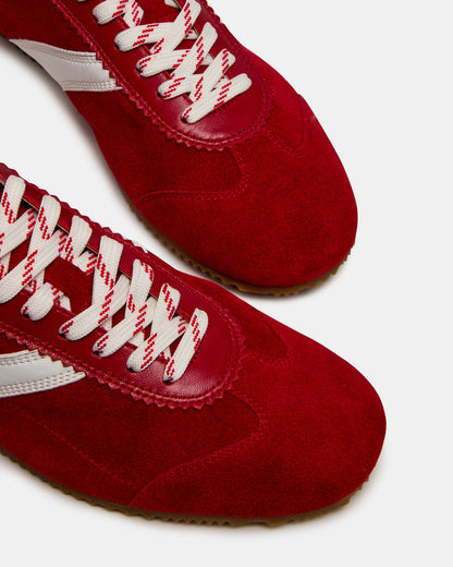JUNA Red Low-Top Lace-Up Stripe Men's Sneaker | Steve Madden