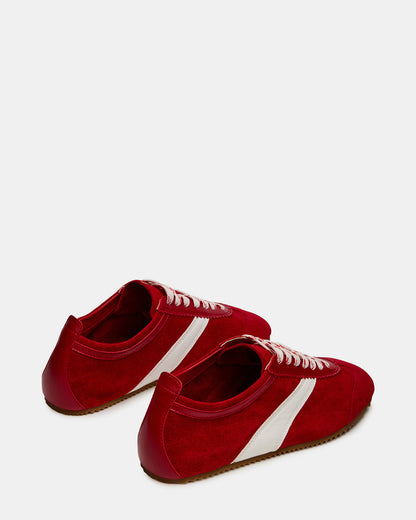 JUNA Red Low-Top Lace-Up Stripe Men's Sneaker | Steve Madden