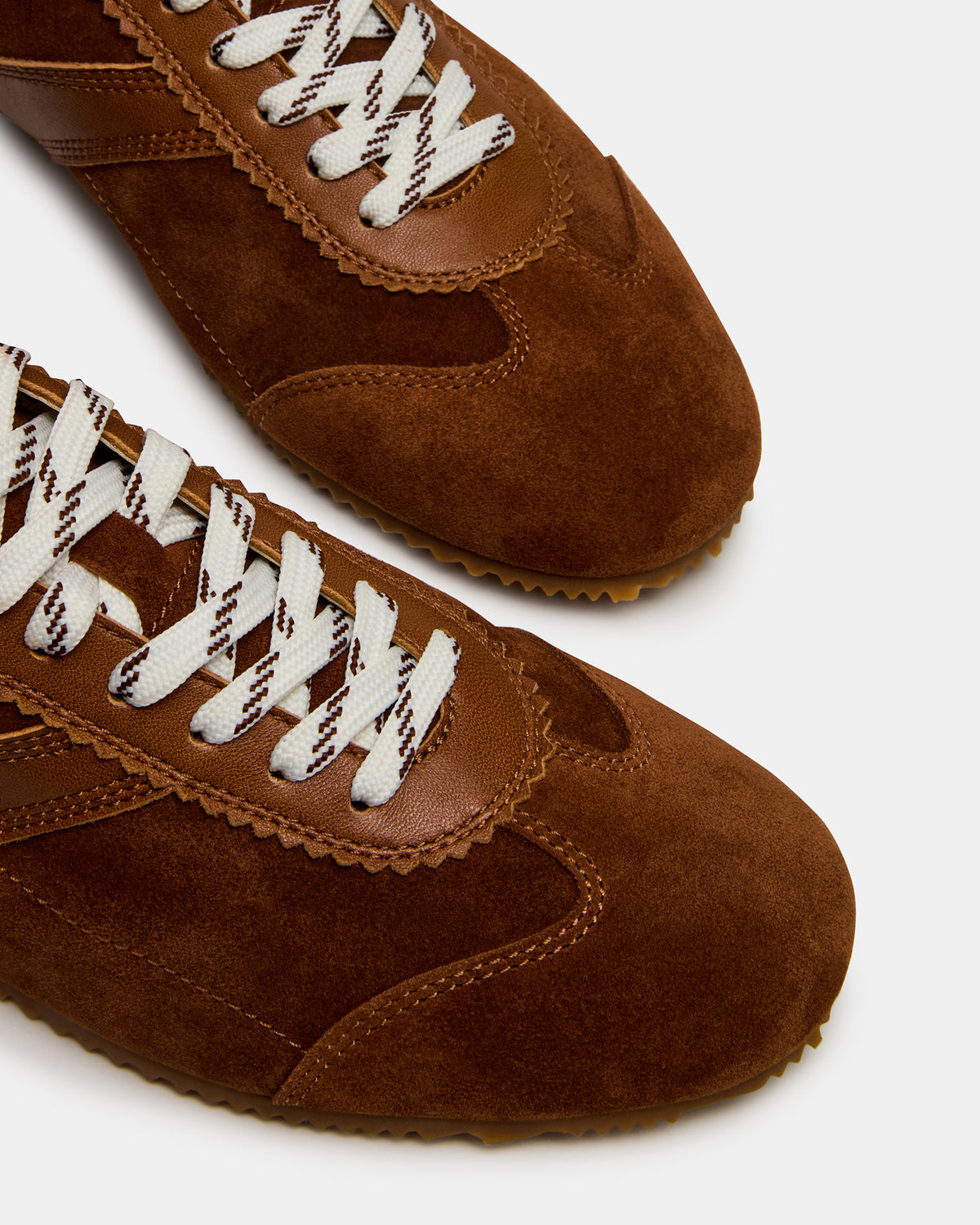 JUNA Cognac Suede Low-Top Lace-Up Stripe Men's Sneaker | Steve Madden