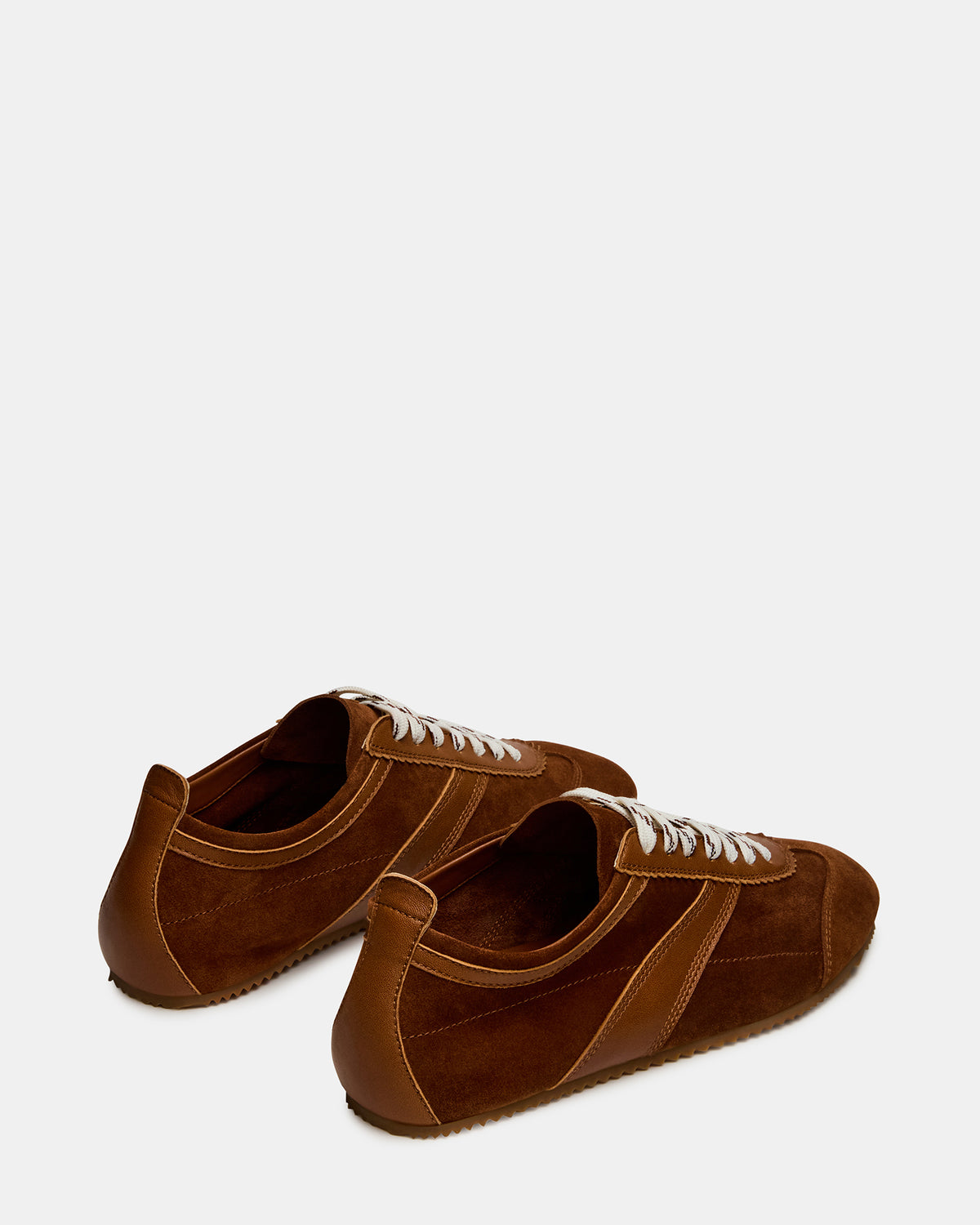 JUNA Cognac Suede Low-Top Lace-Up Stripe Men's Sneaker | Steve Madden