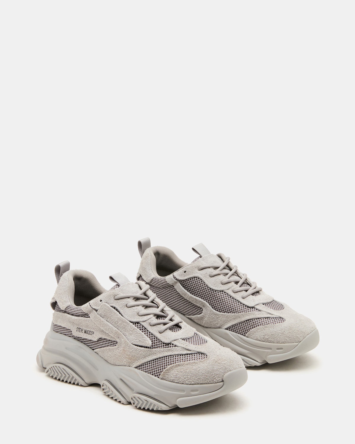 POSSESS Grey Suede Low-Top Lace-Up Men's Sneaker | Steve Madden