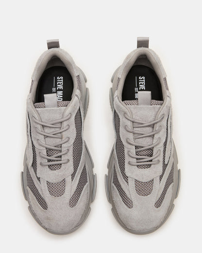 POSSESS Grey Suede Low-Top Lace-Up Men's Sneaker | Steve Madden