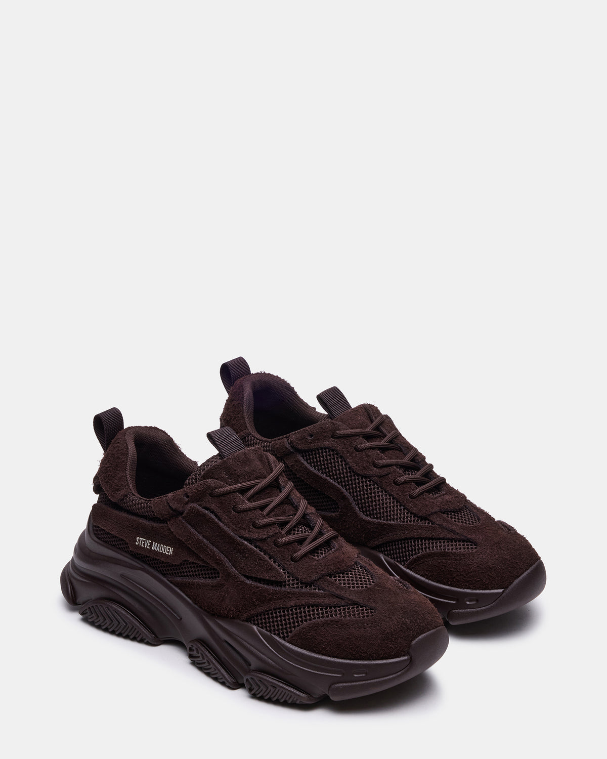 POSSESS Brown Suede Low-Top Lace-Up Men's Sneaker | Steve Madden