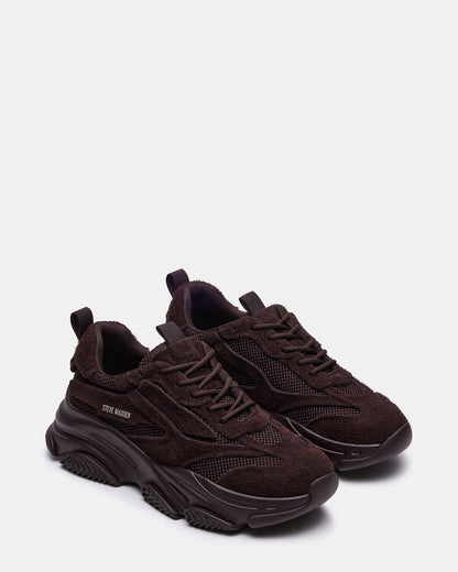 POSSESS Brown Suede Low-Top Lace-Up Men's Sneaker | Steve Madden