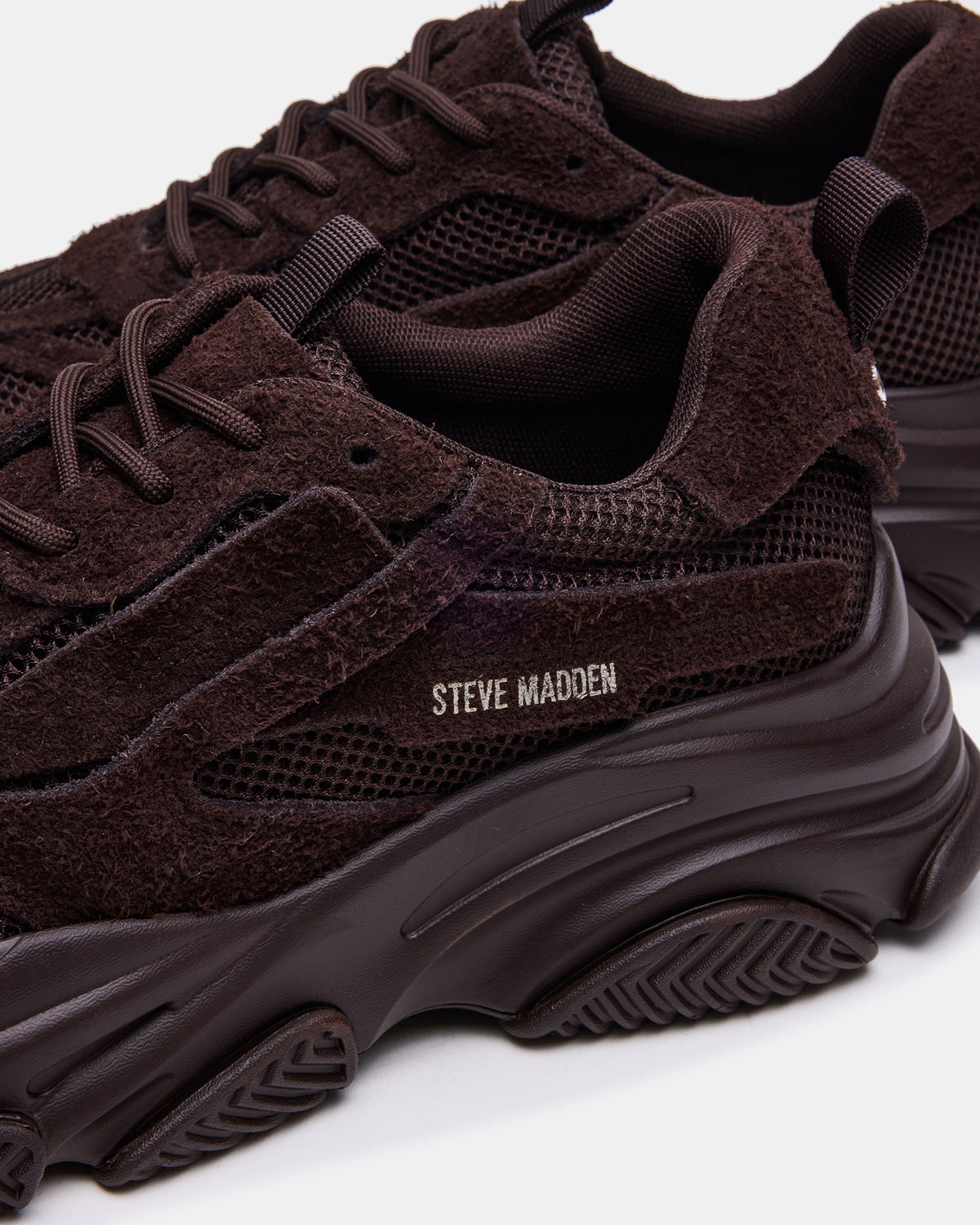 POSSESS Brown Suede Low-Top Lace-Up Men's Sneaker | Steve Madden
