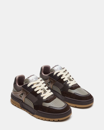 SANCHEZ Brown Multi Low-Top Lace-Up Men's Sneaker | Steve Madden