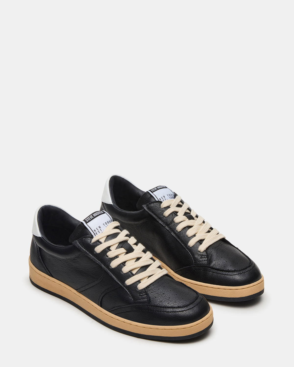 PRISMO Black Leather Low-Top Lace-Up Men's Sneaker | Steve Madden