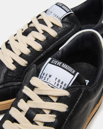 PRISMO Black Leather Low-Top Lace-Up Men's Sneaker | Steve Madden