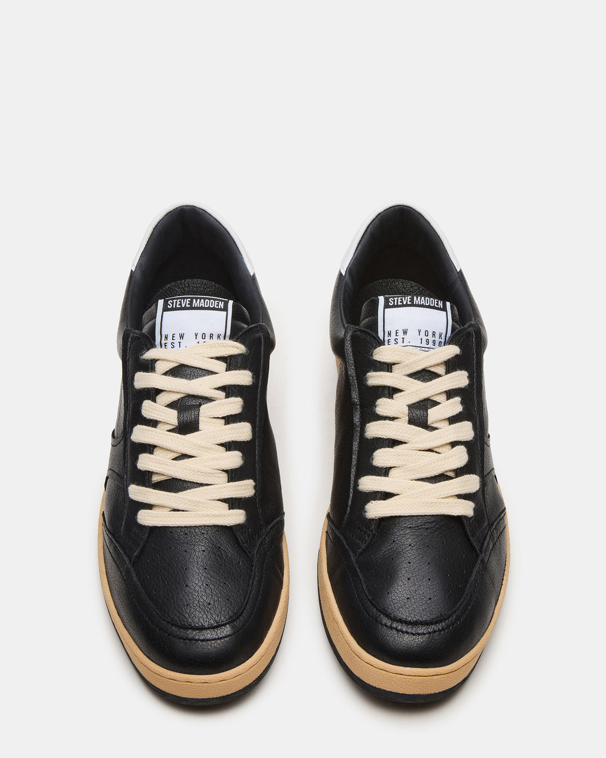 PRISMO Black Leather Low-Top Lace-Up Men's Sneaker | Steve Madden