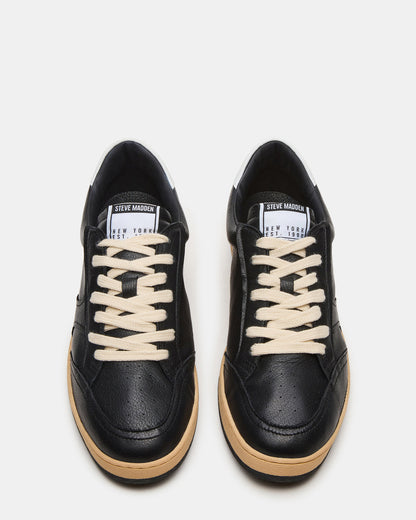 PRISMO Black Leather Low-Top Lace-Up Men's Sneaker | Steve Madden