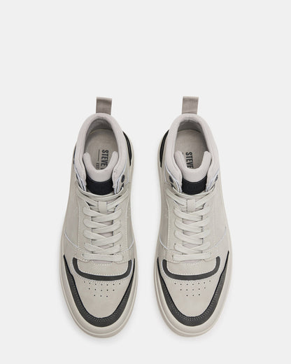 DERICK Light Grey Men's Lace-Up High-Top Sneakers | Steve Madden