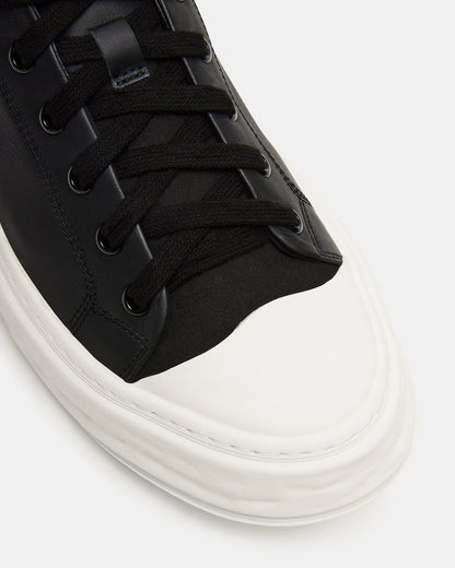 MACRAE Black Leather Men's Low-Top Fashion Sneaker | Steve Madden