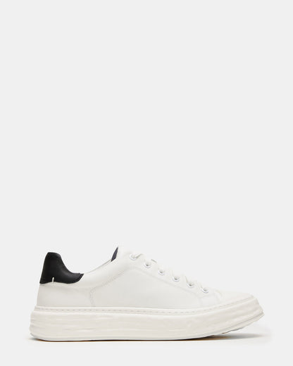 MACRAE White Leather Men's Low-Top Fashion Sneaker | Steve Madden