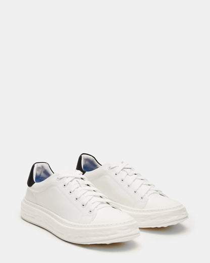 MACRAE White Leather Men's Low-Top Fashion Sneaker | Steve Madden