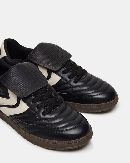 JANOS Black Leather Low-Top Lace-Up Men's Sneaker | Steve Madden