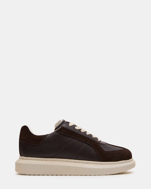 MINOU Brown Leather Low-Top Lace-Up Men's Sneaker | Steve Madden