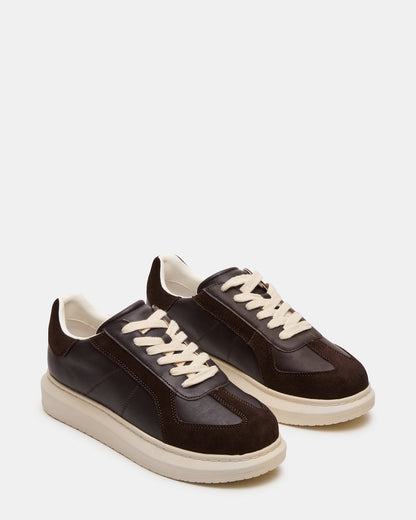 MINOU Brown Leather Low-Top Lace-Up Men's Sneaker | Steve Madden