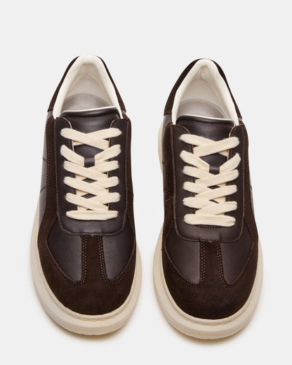 MINOU Brown Leather Low-Top Lace-Up Men's Sneaker | Steve Madden